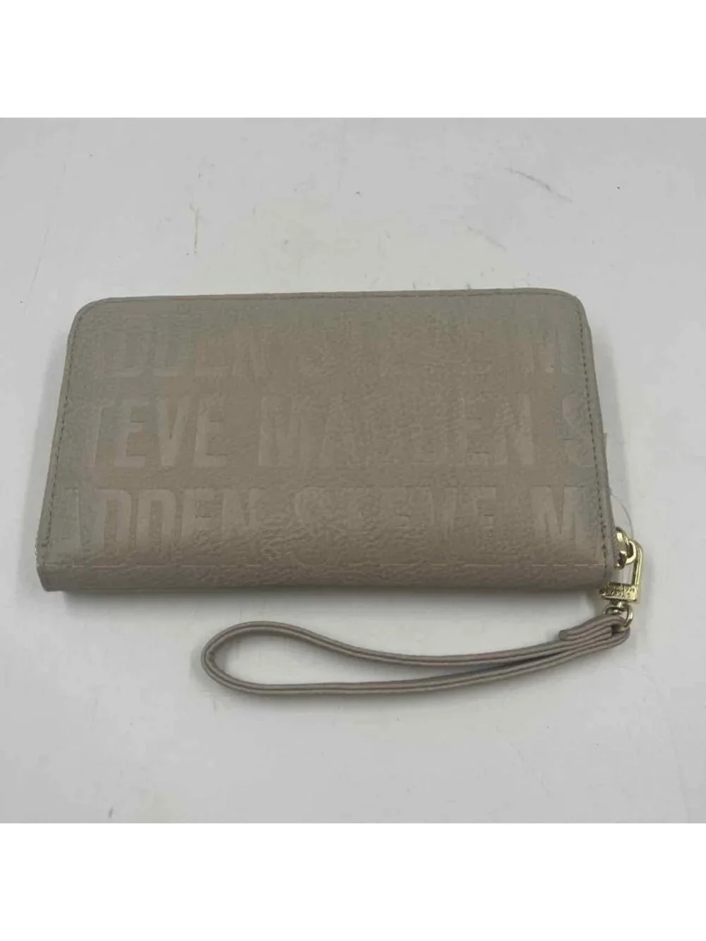 Steve Madden Women's Beige Embossed Wallet Zip Around Wristlet